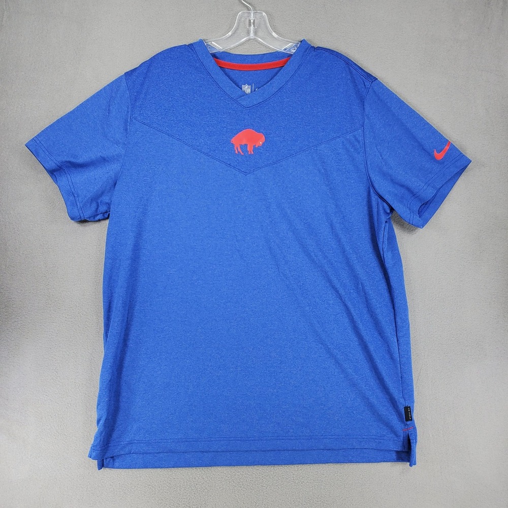 Nike Buffalo Bills T-Shirt Mens XL Blue NFL Dri-Fit V-Neck Short Sleeve Logo